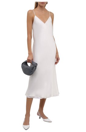 Женское платье JIL SANDER белого цвета по цене 95800 руб., арт. JSWT506610-WT37030L | Фото 2 Женское платье JIL SANDER белого цвета, арт. JSWT506610-WT37030L | Фото 2 (Длина Ж (юбки, платья, шорты): Миди; Материал внешний: Купро; Материал подклада: Вискоза; Стили: Минимализм; Случай: Вечерний; Женское Кросс-КТ: Сарафаны)