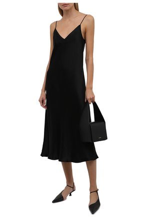 Женское платье JIL SANDER черного цвета по цене 95800 руб., арт. JSWT506610-WT37030L | Фото 2 Женское платье JIL SANDER черного цвета, арт. JSWT506610-WT37030L | Фото 2 (Материал подклада: Вискоза; Материал внешний: Купро; Длина Ж (юбки, платья, шорты): Миди; Стили: Минимализм; Случай: Вечерний; Женское Кросс-КТ: Сарафаны)