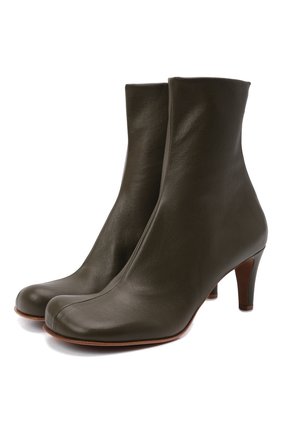 Женские кожаные ботильоны the block BOTTEGA VENETA хаки цвета по цене 76800 руб., арт. 667208/VBS00 | Фото 1 Женские кожаные ботильоны the block BOTTEGA VENETA хаки цвета, арт. 667208/VBS00 | Фото 1 (Материал внутренний: Натуральная кожа; Каблук тип: Устойчивый; Подошва: Плоская; Каблук высота: Средний)