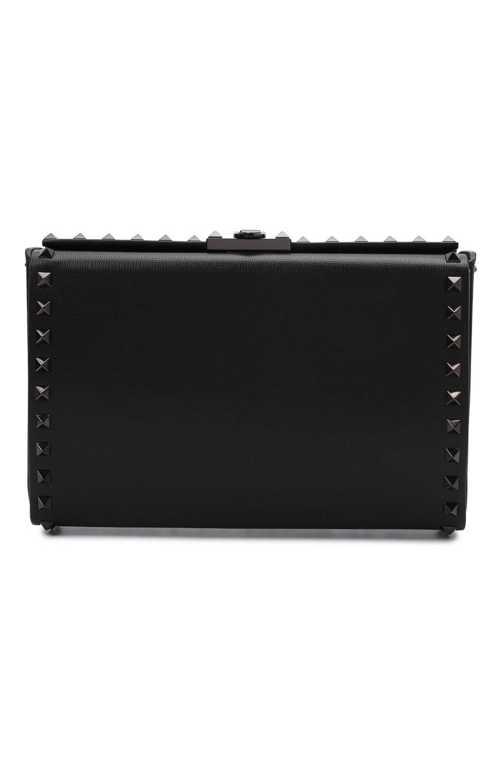 Мужская кожаный клатч rockstud VALENTINO черного цвета, арт. WY0B0B24/TLL | Фото 1 (Материал: Натуральная кожа; Ремень/цепочка: На ремешке; Размер: small)