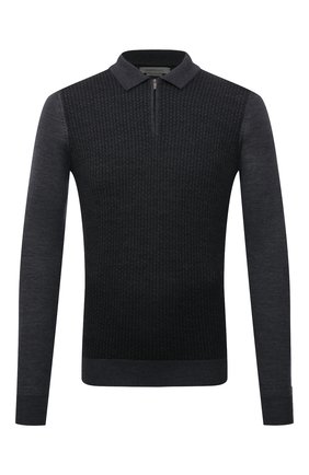 Мужское шерстяное поло CORNELIANI темно-серого цвета по цене 34450 руб., арт. 88M509-1825151/00 | Фото 1 Мужское шерстяное поло CORNELIANI темно-серого цвета, арт. 88M509-1825151/00 | Фото 1 (Материал внешний: Шерсть; Кросс-КТ: Трикотаж; Застежка: Молния; Стили: Кэжуэл; Рукава: Длинные; Длина (для топов): Стандартные)