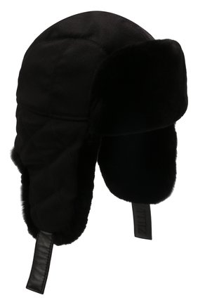 Мужская шапка-ушанка с меховой отделкой ZILLI черного цвета, арт. MHQ-0RS0M-30337/2002 | Фото 1 (Материал: Кашемир, Шерсть, Текстиль)