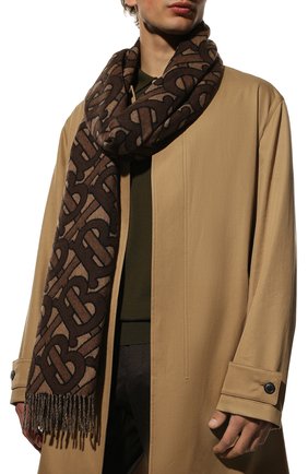 Мужской кашемировый шарф BURBERRY коричневого цвета по цене 55300 руб., арт. 8019230 | Фото 2 Мужской кашемировый шарф BURBERRY коричневого цвета, арт. 8019230 | Фото 2 (Материал: Шерсть, Кашемир, Текстиль; Кросс-КТ: кашемир)