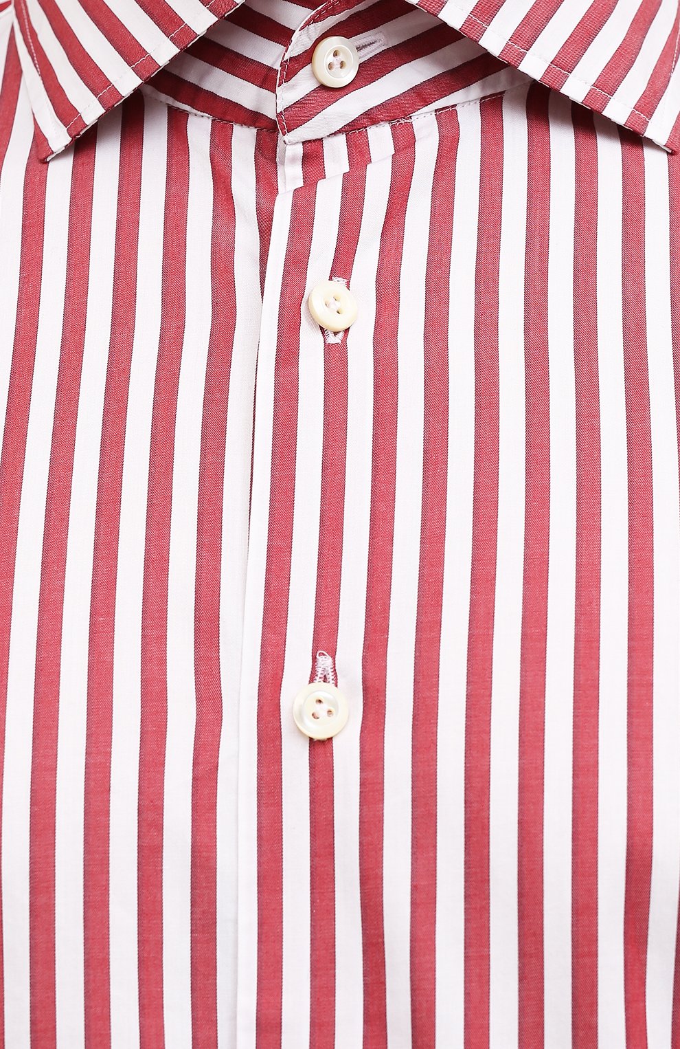 Мужская хлопковая сорочка VAN LAACK красного цвета, арт. RIVARA-SFW/162406 | Фото 5 (Манжеты: На пуговицах; Рукава: Длинные; Воротник: Акула; Принт: Полоска; Длина (для топов): Стандартные; Рубашки М: Slim Fit; Материал внешний: Хлопок; Стили: Классический; Случай: Формальный)