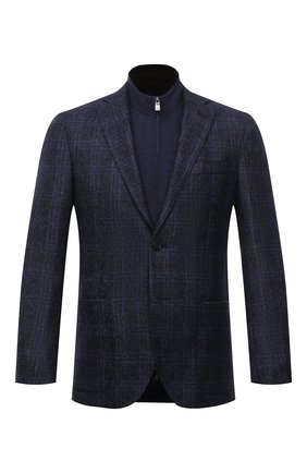 Мужской шерстяной пиджак CORNELIANI темно-синего цвета по цене 129000 руб., арт. 88X528-1816317/90 | Фото 1 Мужской шерстяной пиджак CORNELIANI темно-синего цвета, арт. 88X528-1816317/90 | Фото 1 (Рукава: Длинные; Материал внешний: Шерсть; Длина (для топов): Стандартные; 1-2-бортные: Однобортные; Случай: Повседневный; Стили: Классический; Пиджаки М: Прямой)