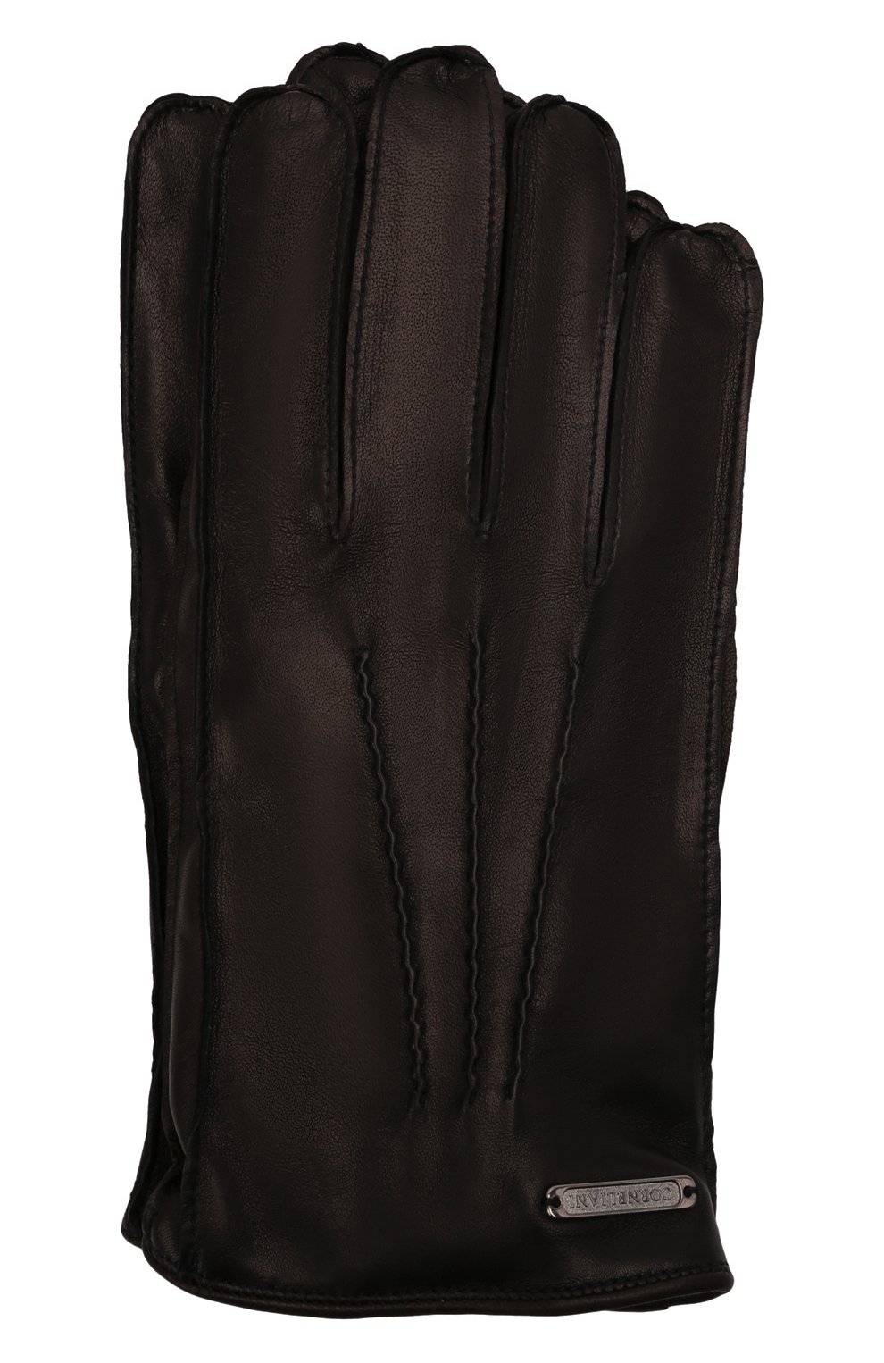 Мужские кожаные перчатки CORNELIANI черного цвета, арт. 88Q318-1820590/00 | Фото 1 (Мужское Кросс-КТ: Кожа и замша)