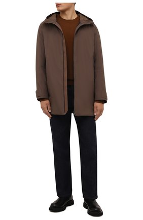 Мужская утепленная парка Z ZEGNA коричневого цвета по цене 92250 руб., арт. VY050/ZZ134 | Фото 2 Мужская утепленная парка Z ZEGNA коричневого цвета, арт. VY050/ZZ134 | Фото 2 (Материал внешний: Синтетический материал; Материал подклада: Синтетический материал; Кросс-КТ: Куртка; Длина (верхняя одежда): До середины бедра; Стили: Кэжуэл; Рукава: Длинные)