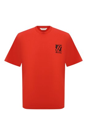 Мужская хлопковая футболка Z ZEGNA красного цвета, арт. VY364/ZZ651T | Фото 1 (Материал внешний: Хлопок; Принт: С принтом; Рукава: Короткие; Стили: Кэжуэл; Длина (для топов): Стандартные)