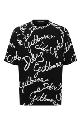 Мужская хлопковая футболка DOLCE & GABBANA черного цвета, арт. G8NB7T/HU7IL | Фото 1 (Материал внешний: Хлопок; Принт: С принтом; Рукава: Короткие; Стили: Гламурный; Длина (для топов): Стандартные)