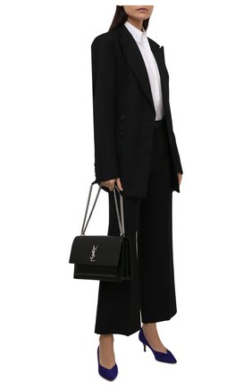 Женские замшевые туфли GIANVITO ROSSI синего цвета по цене 48600 руб., арт. G21265.55RIC.CAMINDI | Фото 2 Женские замшевые туфли GIANVITO ROSSI синего цвета, арт. G21265.55RIC.CAMINDI | Фото 2 (Подошва: Плоская; Материал внутренний: Натуральная кожа; Каблук высота: Низкий; Каблук тип: Kitten heel)