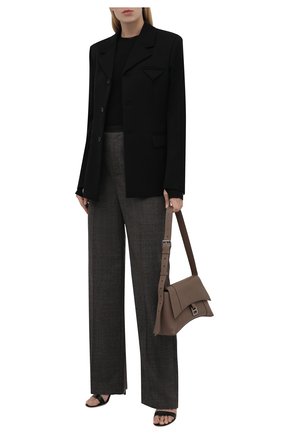 Женские шерстяные брюки BALENCIAGA темно-серого цвета, арт. 675482/TLT10 | Фото 2 (Материал внешний: Шерсть; Длина (брюки, джинсы): Стандартные; Стили: Гламурный; Женское Кросс-КТ: Брюки-одежда; Силуэт Ж (брюки и джинсы): Широкие)