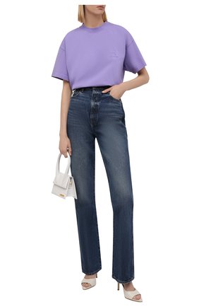 Женская хлопковая футболка BALENCIAGA сиреневого цвета по цене 36400 руб., арт. 612965/TLV99 | Фото 2 Женская хлопковая футболка BALENCIAGA сиреневого цвета, арт. 612965/TLV99 | Фото 2 (Рукава: Короткие; Материал внешний: Хлопок; Длина (для топов): Стандартные; Стили: Спорт-шик; Принт: Без принта; Женское Кросс-КТ: Футболка-одежда)
