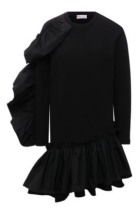 Женское хлопковое платье REDVALENTINO черного цвета по цене 42750 руб., арт. WR0MJ07T/68L | Фото 1 Женское хлопковое платье REDVALENTINO черного цвета, арт. WR0MJ07T/68L | Фото 1 (Рукава: Длинные; Длина Ж (юбки, платья, шорты): Мини; Материал внешний: Хлопок; Стили: Романтичный; Случай: Вечерний; Женское Кросс-КТ: Платье-одежда)