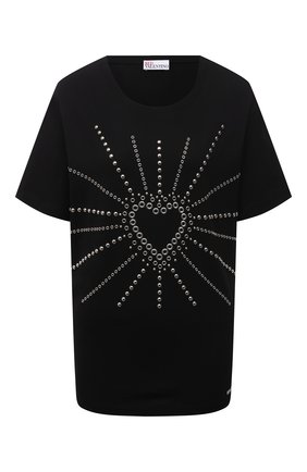 Женская хлопковая футболка REDVALENTINO черного цвета по цене 21600 руб., арт. WR0MG12K/683 | Фото 1 Женская хлопковая футболка REDVALENTINO черного цвета, арт. WR0MG12K/683 | Фото 1 (Рукава: Короткие; Длина (для топов): Стандартные; Материал внешний: Хлопок; Стили: Спорт-шик; Принт: С принтом; Женское Кросс-КТ: Футболка-одежда)