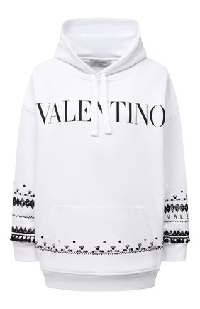 Женский хлопковое худи VALENTINO белого цвета по цене 163500 руб., арт. WB3MF11L6K2 | Фото 1 Женский хлопковое худи VALENTINO белого цвета, арт. WB3MF11L6K2 | Фото 1 (Рукава: Длинные; Длина (для топов): Стандартные; Материал внешний: Хлопок; Стили: Спорт-шик; Женское Кросс-КТ: Худи-одежда)