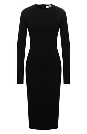 Женское платье из вискозы VALENTINO черного цвета по цене 199500 руб., арт. WB3KDB036M4 | Фото 1 Женское платье из вискозы VALENTINO черного цвета, арт. WB3KDB036M4 | Фото 1 (Рукава: Длинные; Длина Ж (юбки, платья, шорты): До колена; Материал внешний: Вискоза; Стили: Гламурный; Женское Кросс-КТ: Платье-одежда; Кросс-КТ: Трикотаж; Случай: Формальный)
