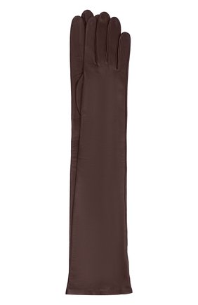 Женские кожаные перчатки DRIES VAN NOTEN коричневого цвета, арт. 212-010102-100 | Фото 1 (Материал: Натуральная кожа)