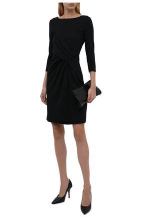 Женское платье из вискозы EMPORIO ARMANI черного цвета по цене 31750 руб., арт. 6K2A8G/2JFAZ | Фото 2 Женское платье из вискозы EMPORIO ARMANI черного цвета, арт. 6K2A8G/2JFAZ | Фото 2 (Рукава: 3/4; Материал подклада: Синтетический материал; Длина Ж (юбки, платья, шорты): Мини; Материал внешний: Вискоза; Стили: Гламурный; Кросс-КТ: Трикотаж; Случай: Формальный; Женское Кросс-КТ: Платье-одежда)