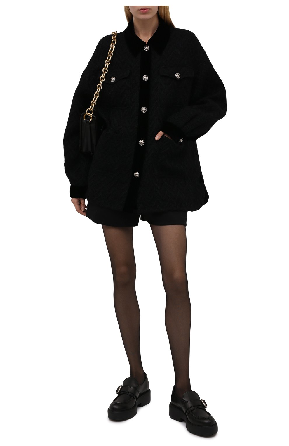 Женские кожаные лоферы MIU MIU черного цвета, арт. 5D609D-3AQP-F0002-055 | Фото 2 (Подошва: Платформа; Каблук высота: Низкий; Каблук тип: Устойчивый)