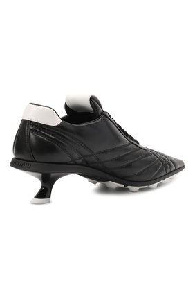 Женские кожаные туфли MIU MIU черного цвета, арт. 5E521D-3F1F-F0002-055 | Фото 4 (Материал внешний: Кожа; Каблук высота: Низкий; Подошва: Плоская; Каблук тип: Kitten heel)