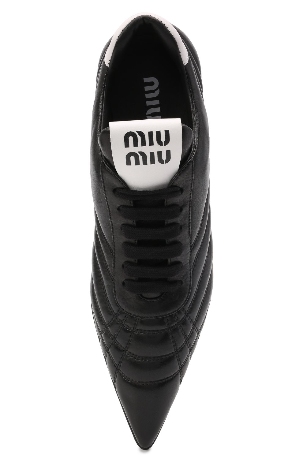 Женские кожаные туфли MIU MIU черного цвета, арт. 5E521D-3F1F-F0002-055 | Фото 5 (Материал внешний: Кожа; Каблук высота: Низкий; Подошва: Плоская; Каблук тип: Kitten heel)