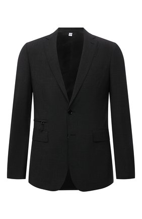 Мужской шерстяной пиджак BURBERRY темно-серого цвета по цене 132000 руб., арт. 8044208 | Фото 1 Мужской шерстяной пиджак BURBERRY темно-серого цвета, арт. 8044208 | Фото 1 (Длина (для топов): Стандартные; Рукава: Длинные; Материал внешний: Шерсть; Материал подклада: Синтетический материал, Купро; Пиджаки М: Приталенный; 1-2-бортные: Однобортные; Случай: Повседневный; Стили: Кэжуэл)