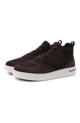 Мужские замшевые кеды newport mid walk LORO PIANA темно-коричневого цвета по цене 79950 руб., арт. FAL9361 | Фото 1 Мужские замшевые кеды newport mid walk LORO PIANA темно-коричневого цвета, арт. FAL9361 | Фото 1 (Подошва: Массивная; Материал утеплителя: Натуральный мех; Материал внешний: Замша)