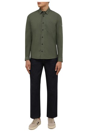 Мужская хлопковая рубашка STONE ISLAND хаки цвета по цене 17050 руб., арт. 751512501 | Фото 2 Мужская хлопковая рубашка STONE ISLAND хаки цвета, арт. 751512501 | Фото 2 (Материал внешний: Хлопок; Случай: Повседневный; Воротник: Кент; Принт: Однотонные; Рукава: Длинные; Манжеты: На пуговицах; Стили: Кэжуэл; Длина (для топов): Стандартные)