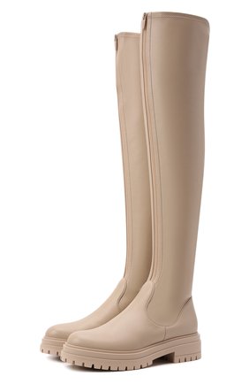 Женские кожаные ботфорты GIANVITO ROSSI кремвого цвета по цене 99500 руб., арт. G80576.20G0M.ENSM0US | Фото 1 Женские кожаные ботфорты GIANVITO ROSSI кремвого цвета, арт. G80576.20G0M.ENSM0US | Фото 1 (Материал внутренний: Натуральная кожа; Высота голенища: Высокие; Каблук высота: Низкий; Подошва: Платформа; Каблук тип: Устойчивый)