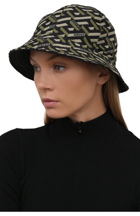 Женская панама VERSACE хаки цвета по цене 25050 руб., арт. 1001591/1A01912 | Фото 2 Женская панама VERSACE хаки цвета, арт. 1001591/1A01912 | Фото 2 (Материал: Текстиль, Синтетический материал)