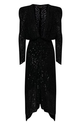Женское платье из вискозы и шелка ISABEL MARANT черного цвета по цене 132000 руб., арт. R01252-21H064I/MARAY | Фото 1 Женское платье из вискозы и шелка ISABEL MARANT черного цвета, арт. R01252-21H064I/MARAY | Фото 1 (Материал внешний: Шелк, Вискоза; Рукава: Длинные; Материал подклада: Шелк; Длина Ж (юбки, платья, шорты): Миди; Женское Кросс-КТ: Платье-одежда; Стили: Романтичный; Случай: Вечерний)