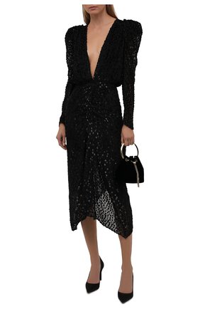 Женское платье из вискозы и шелка ISABEL MARANT черного цвета по цене 132000 руб., арт. R01252-21H064I/MARAY | Фото 2 Женское платье из вискозы и шелка ISABEL MARANT черного цвета, арт. R01252-21H064I/MARAY | Фото 2 (Материал внешний: Шелк, Вискоза; Рукава: Длинные; Материал подклада: Шелк; Длина Ж (юбки, платья, шорты): Миди; Женское Кросс-КТ: Платье-одежда; Стили: Романтичный; Случай: Вечерний)