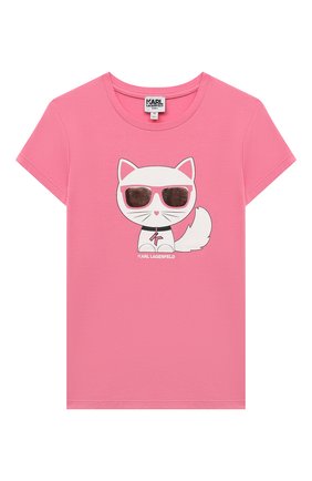 Детская хлопковая футболка KARL LAGERFELD KIDS розового цвета по цене 5270 руб., арт. Z15322 | Фото 1 Детская хлопковая футболка KARL LAGERFELD KIDS розового цвета, арт. Z15322 | Фото 1 (Рукава: Короткие; Материал внешний: Синтетический материал, Хлопок; Девочки Кросс-КТ: футболка-одежда; Ростовка одежда: 9 лет | 134 см, 12 лет | 152 см, 13 - 15 лет | 158 см, 5 лет | 110 см, 7 лет | 122 см)