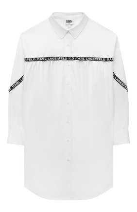 Детское хлопковое платье-рубашка KARL LAGERFELD KIDS белого цвета по цене 9950 руб., арт. Z12197 | Фото 1 Детское хлопковое платье-рубашка KARL LAGERFELD KIDS белого цвета, арт. Z12197 | Фото 1 (Рукава: Длинные; Материал внешний: Хлопок; Девочки Кросс-КТ: Платье-одежда; Случай: Повседневный; Ростовка одежда: 9 лет | 134 см, 12 лет | 152 см, 13 - 15 лет | 158 см, 16 лет | 164 см, 7 лет | 122 см)