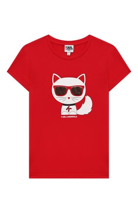 Детская хлопковая футболка KARL LAGERFELD KIDS красного цвета по цене 5270 руб., арт. Z15322 | Фото 1 Детская хлопковая футболка KARL LAGERFELD KIDS красного цвета, арт. Z15322 | Фото 1 (Материал внешний: Хлопок, Синтетический материал; Рукава: Короткие; Девочки Кросс-КТ: футболка-одежда; Ростовка одежда: 9 лет | 134 см, 12 лет | 152 см, 13 - 15 лет | 158 см, 5 лет | 110 см, 7 лет | 122 см)