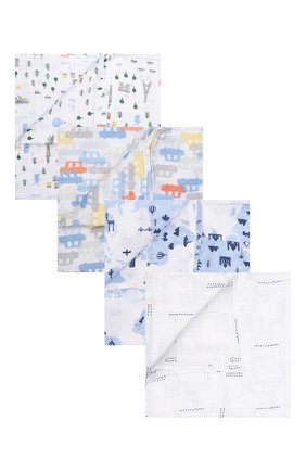 Детского комплект из четырех пеленок ADEN+ANAIS синего цвета, арт. ESWC40009B | Фото 1 (Материал: Текстиль, Хлопок)