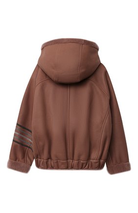Детская двусторонняя дубленка BRUNELLO CUCINELLI коричневого цвета по цене 256000 руб., арт. BPMRAY617A | Фото 2 Детская двусторонняя дубленка BRUNELLO CUCINELLI коричневого цвета, арт. BPMRAY617A | Фото 2 (Рукава: Длинные; Материал утеплителя: Натуральный мех; Кросс-КТ: Сезон: зима; Материал внешний: Натуральная кожа; Ростовка одежда: 6 лет | 116 см)