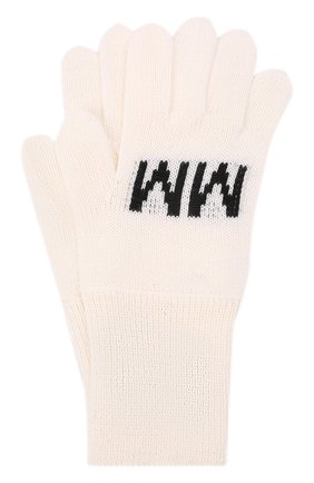 Детские шерстяные перчатки MM6 белого цвета, арт. M60068-MM029 | Фото 1 (Материал: Синтетический материал, Текстиль, Шерсть)