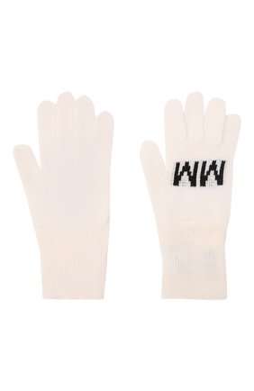 Детские шерстяные перчатки MM6 белого цвета, арт. M60068-MM029 | Фото 2 (Материал: Синтетический материал, Текстиль, Шерсть)