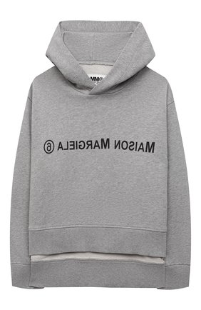 Детский хлопковое худи MM6 серого цвета по цене 15100 руб., арт. M60019-MM023 | Фото 1 Детский хлопковое худи MM6 серого цвета, арт. M60019-MM023 | Фото 1 (Материал внешний: Хлопок; Рукава: Длинные; Девочки Кросс-КТ: Толстовка-одежда)