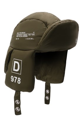 Детского шапка-ушанка DIESEL зеленого цвета по цене 3395 руб., арт. J00361-KXB9C | Фото 1 Детского шапка-ушанка DIESEL зеленого цвета, арт. J00361-KXB9C | Фото 1 (Материал: Синтетический материал, Текстиль)