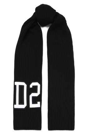 Детский шарф из шерсти и хлопка DSQUARED2 черного цвета, арт. DQ0466-D00WC | Фото 1 (Материал: Текстиль, Хлопок, Шерсть)