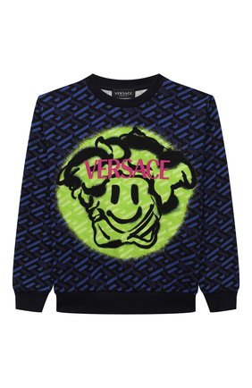 Детский хлопковый свитшот VERSACE синего цвета по цене 22300 руб., арт. 1000049/1A01886/4A-6A | Фото 1 Детский хлопковый свитшот VERSACE синего цвета, арт. 1000049/1A01886/4A-6A | Фото 1 (Рукава: Длинные; Материал внешний: Хлопок; Мальчики Кросс-КТ: Толстовка-одежда; Ростовка одежда: 6 лет | 116 см)
