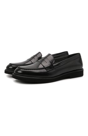 Детские кожаные пенни-лоферы BEBERLIS черного цвета, арт. 22064-A/28-30 | Фото 1 (Материал внутренний: Натуральная кожа; Материал внешний: Кожа; Обувь девочки: Обувь девочки)