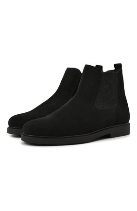 Детские замшевые ботинки BEBERLIS черного цвета, арт. 21551/35-38 | Фото 1 (Материал утеплителя: Натуральный мех; Материал внешний: Кожа)