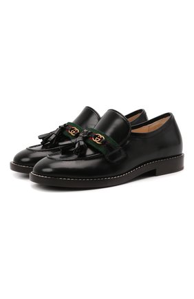 Детские кожаные лоферы GUCCI черного цвета по цене 45950 руб., арт. 662190/1PKE0 | Фото 1 Детские кожаные лоферы GUCCI черного цвета, арт. 662190/1PKE0 | Фото 1 (Материал внутренний: Натуральная кожа; Мальчики Кросс-КТ: лоферы)