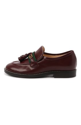 Детские кожаные лоферы GUCCI бордового цвета по цене 45950 руб., арт. 662190/1PKE0 | Фото 2 Детские кожаные лоферы GUCCI бордового цвета, арт. 662190/1PKE0 | Фото 2 (Материал внутренний: Натуральная кожа; Мальчики Кросс-КТ: лоферы)
