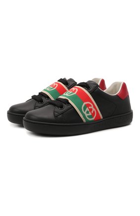 Детские кожаные кеды GUCCI черного цвета по цене 25100 руб., арт. 662212/D8050 | Фото 1 Детские кожаные кеды GUCCI черного цвета, арт. 662212/D8050 | Фото 1 (Материал внутренний: Натуральная кожа; Материал внешний: Кожа)
