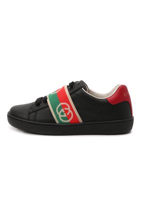 Детские кожаные кеды GUCCI черного цвета по цене 25100 руб., арт. 662212/D8050 | Фото 2 Детские кожаные кеды GUCCI черного цвета, арт. 662212/D8050 | Фото 2 (Материал внутренний: Натуральная кожа; Материал внешний: Кожа)