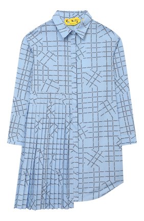 Детское хлопковое платье OFF-WHITE голубого цвета по цене 38500 руб., арт. 0GDB004F21FAB001 | Фото 1 Детское хлопковое платье OFF-WHITE голубого цвета, арт. 0GDB004F21FAB001 | Фото 1 (Материал внешний: Хлопок; Рукава: Длинные; Девочки Кросс-КТ: Платье-одежда; Случай: Повседневный; Ростовка одежда: 10 - 11 лет | 140 - 146см, 4 года | 104 см, 6 лет | 116 см, 8 лет | 128 см)